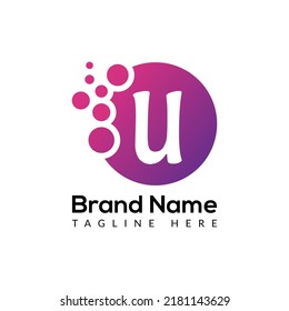 Abstract U letter modern bubble logo design template