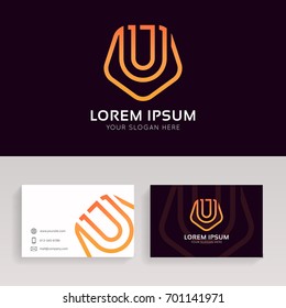 Abstract U letter shield logo linear icon sign vector design.