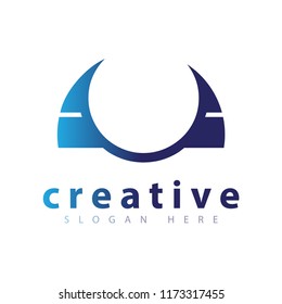 Abstract U letter with wing logo icon