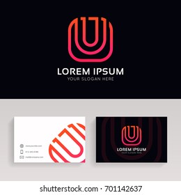 Abstract U logo icon sign linear design.