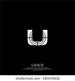 abstract U logo letter with circle shot design concept