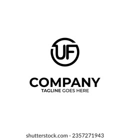 Abstract UF letter simple style logo design vector template