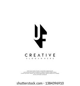 abstract UF logo letter in shadow shape design concept