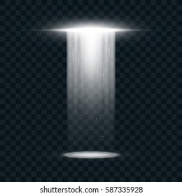 Abstract UFO background with bright beams. Isolated on black background. Vector illustration, eps 10.