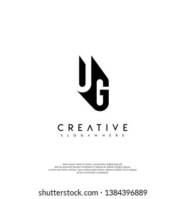 abstract UG logo letter in shadow shape design concept