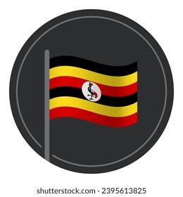 Abstract Uganda Flag Flat Icon in Circle Isolated on White Background