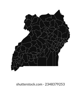 Abstract Uganda Silhouette Detailed Map, can be used for business designs, presentation designs or any suitable designs.