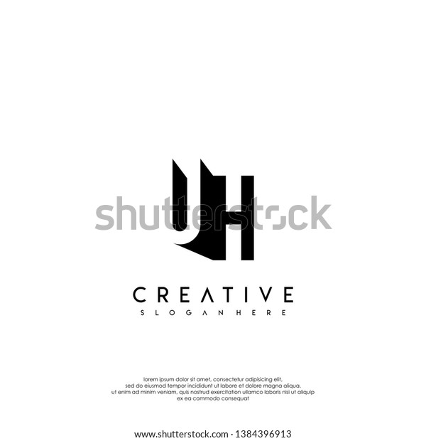 Abstract Uh Logo Letter Shadow Shape Stock Vector Royalty Free