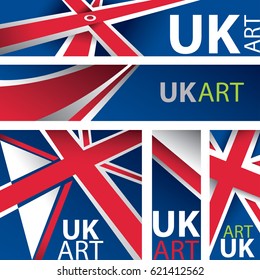 Abstract UK Flag, United Kingdom Flag, English Colors  (Vector Art)