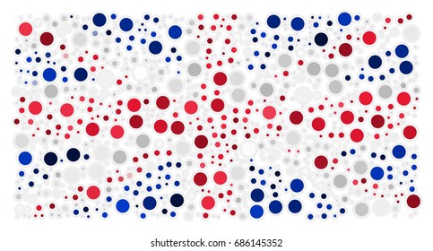Abstract UK flag - the flag of United Kingdom made of small red, white and blue stroked circles