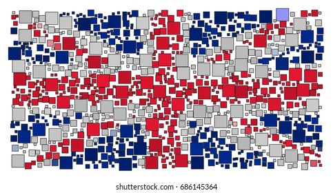 Abstract UK flag - the flag of United Kingdom made of small red, white and blue stroked squares