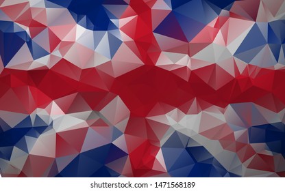 Abstract UK united kingdom flag Red blue and white color gradient low poly low polygonal abstract vector background
