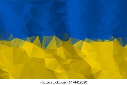 Abstract Ukraine Flag Ukrainian Flag Blue and yellow color gradient low poly low polygonal abstract vector background