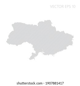 Abstract Ukraine map with gray diagonal lines. Ukraine stripes map. Vector illustration EPS10.