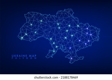 Abstract Ukraine map polygon style. Background with connecting dots and lines. Graphic concept for your design