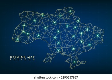 Abstract Ukraine map polygon style. Background with connecting dots and lines. Graphic concept for your design