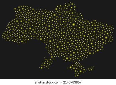 Abstract Ukraine map. Yellow balls shape, Vector