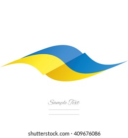 Abstract Ukrainian flag ribbon logo white background