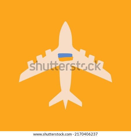 Abstract Ukrainian plane art. Support Ukraine. No war in Ukraine. Hand drawn card Mriya plane. Vector illustration