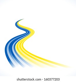 Abstract Ukrainian waving flag isolated on white background 