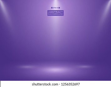 Abstract of ultra violet color in studio room background with sportlights. Illustration vector eps10