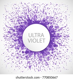 Abstract Ultra Violet Purple Grunge Splash On White Background. Color Of The Year 2018