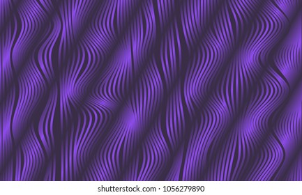 Abstract Ultraviolet Background with 3d Effect in Futuristic Style. Metal Grid. Trendy Background with Wavy Stripes and Gradient for Web Design, Presentation, Poster, Wallpaper, Banner, Illustration.