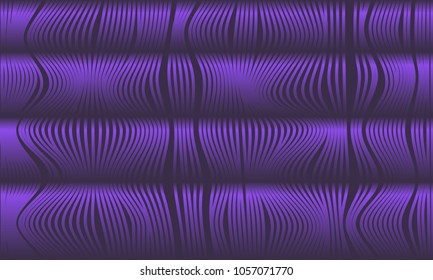 Abstract Ultraviolet Background with 3d Effect in Futuristic Style. Metal Grid. Trendy Background with Wavy Stripes and Gradient for Web Design, Presentation, Poster, Wallpaper, Banner, Illustration.