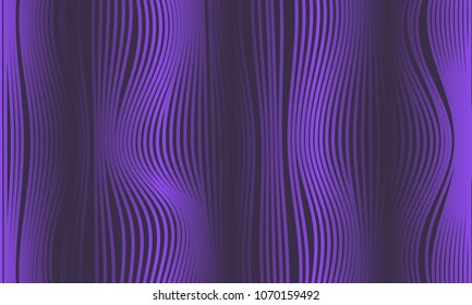 Abstract Ultraviolet Background with 3d Effect in Futuristic Style. Metal Grid. Trendy Background with Wavy Stripes and Gradient for Web Design, Presentation, Poster, Wallpaper, Banner, Illustration.