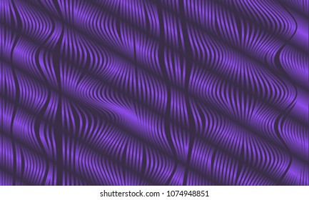 Abstract Ultraviolet Background with 3d Effect in Futuristic Style. Metal Grid. Trendy Background with Wavy Stripes and Gradient for Web Design, Presentation, Poster, Wallpaper, Banner, Illustration.