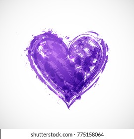 Abstract ultraviolet purple grunge splash on white background.