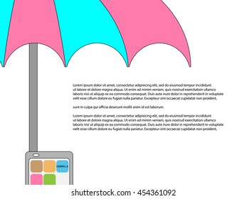 Abstract umbrella application and Copyspace.Vector illustrator.