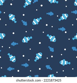 Abstract Undersea Anemone Fish Vector Graphic Seamless Pattern can be use for background and apparel design