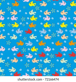 Abstract underwater background with small fishes