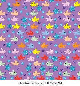 Abstract underwater background with small fishes