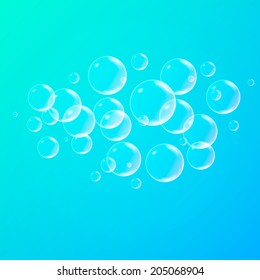 Abstract underwater background with transparent bubbles