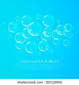 Abstract underwater background with transparent bubbles