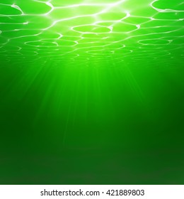 Abstract Underwater background. Water waves effects. Turquoise underworld realistic ocean sea. Ocean or sea surface. Summer diving turquoise water vector illustration.