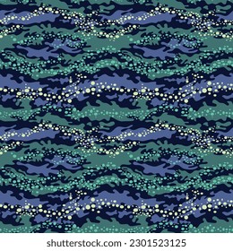 Abstract underwater mimetic camouflage wallpaper vector seamless pattern