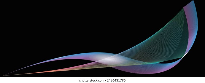 Abstract Undulate wave swirl swoosh background.Twisted curve lines with blend effect. Banner design of frequency Technology copy space, vector geometric border . Isolated overlay png 