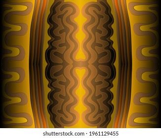 Abstract undulating curved shapes on a yellow-brown background. Use it for design pattern.