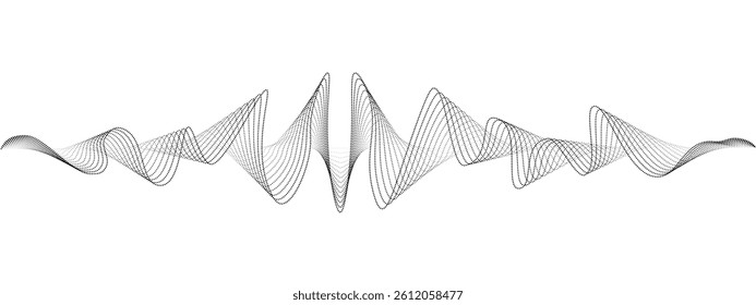 Abstract undulating dots lines of sound wave . Dynamic pulsating wave. Music vector concept, digital music frequency symbols.