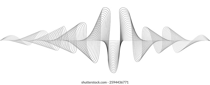 Abstract undulating lines of sound wave . Dynamic pulsating wave  Music concept, digital music frequency symbols. Vector illustration.