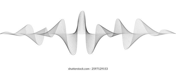 Abstract undulating lines of sound wave . Dynamic pulsating wave Music concept, digital music frequency symbols. Vector