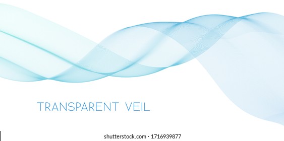 Abstract undulating transparent veil on white background. Subtle vector graphic pattern