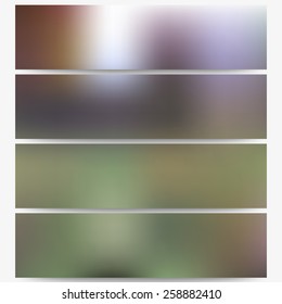 Abstract unfocused natural headers set, blurred design vector. 