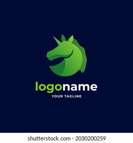 abstract unicorn horse head gradient minimalist logo