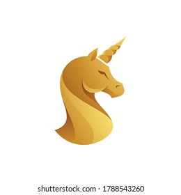 Abstract Unicorn Horse Head Horn Logo Mascot Illustration with 3D Gradient Color