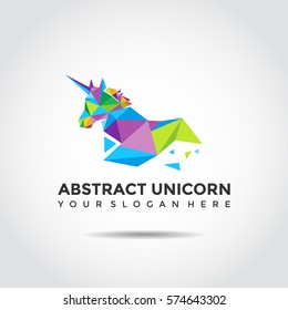Abstract unicorn Logo template. polygon style. Vector Illustrator Eps.10