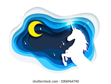 Abstract of unicorn, paper art unicorn concept, Unicorn vector art and illustration.